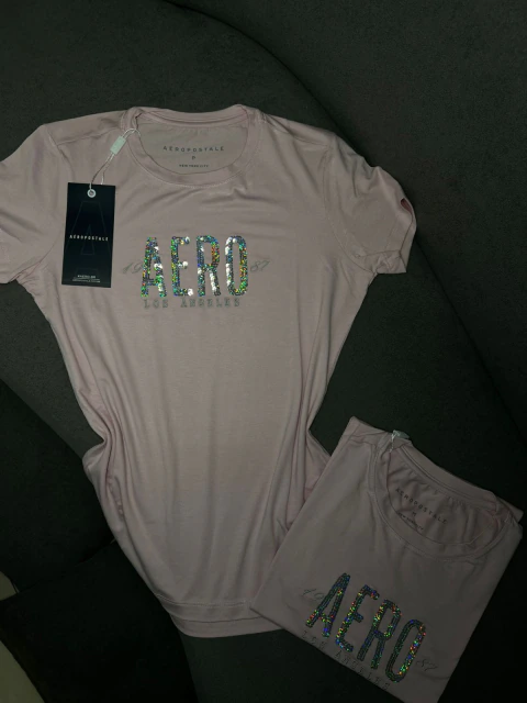 CAMISETA PAETE ROSA 0166 AEROPOSTALE