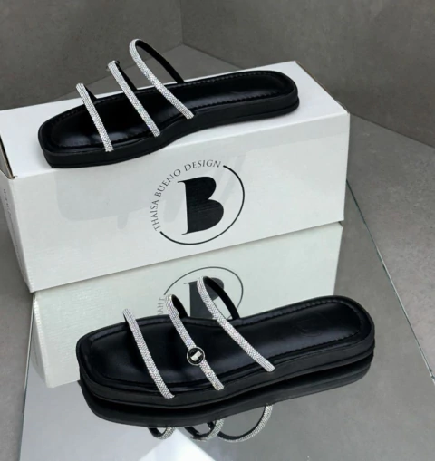 RASTEIRINHA 3 TIRAS DE BRILHO PRETO 3463 BUBU