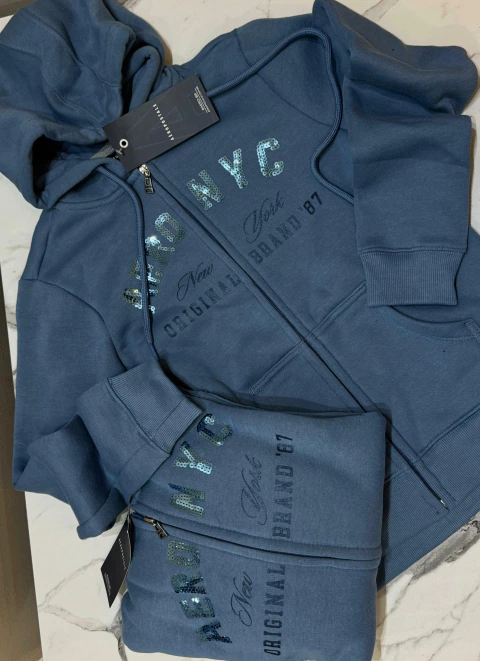 MOLETOM ABERTO AZUL 0714 AEROPOSTALE