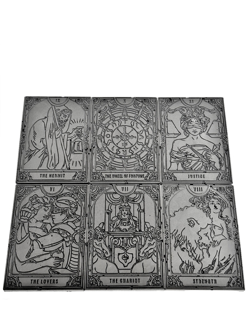 Pack #2 - 6 Orgonitas Arcanos Mayores (VI al XI) del Tarot de Cuarzo Blanco, Turmalina, Pirita y Hierro - comprar online