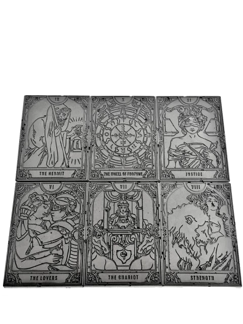 Pack #2 - 6 Orgonitas Arcanos Mayores (VI al XI) del Tarot de Cuarzo Blanco, Turmalina, Pirita y Hierro - buy online