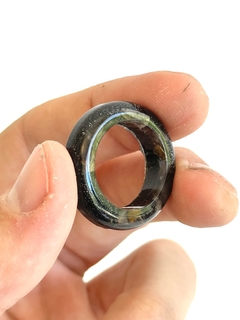 Orgonita Anillo Onix Estilo Redondo de Hierro y Cuarzo Cristal - CAZIMI ORGON