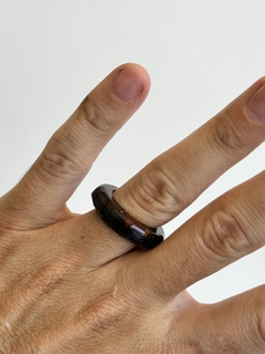 Orgonita Anillo Cornalina Roja Estilo Redondo de Hierro y Cuarzo Cristal - tienda online
