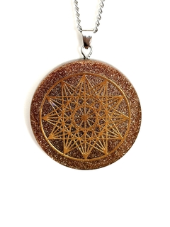 Dije Orgonita Dodecagrama color Cobre de Cuarzo Blanco, Turmalina, Pirita y polvo de Hierro - comprar online