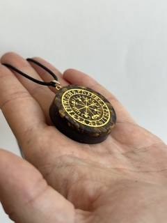 Dije Orgonita Vegvisir de Ojo de Tigre , Cuarzo Blanco, Turmalina, Pirita y Hierro - tienda online
