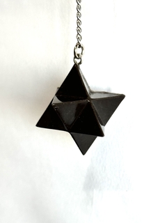 Péndulo Orgonita Merkabah de Cuarzo Blanco, Cristal, Turmalina, Pirita y Hierro - CAZIMI ORGON