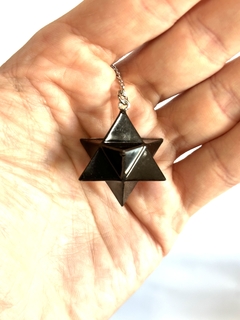 Imagen de Péndulo Orgonita Merkabah de Cuarzo Blanco, Cristal, Turmalina, Pirita y Hierro