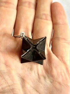 Péndulo Orgonita Merkabah de Cuarzo Blanco, Cristal, Turmalina, Pirita y Hierro