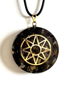 Dije Orgonita Estrella Octograma de Onix , Cuarzo Blanco, Turmalina, Pirita y Hierro - comprar online