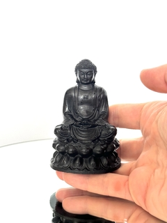 Orgonita Buddha Pequeña de Cuarzo Blanco, Turmalina, Pirita y Hierro