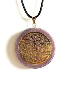 Dije Orgonita Flor y Árbol de la Vida de Cuarzo Blanco, Turmalina, Pirita y Hierro - buy online