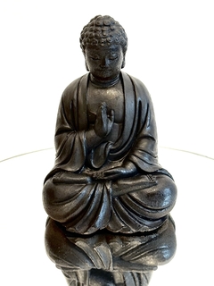 Orgonita Buddha Grande de Hierro, Cuarzo Cristal, Turmalina y Pirita