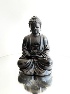 Orgonita Buddha Mediana de Hierro, Cuarzo Cristal, Turmalina y Pirita