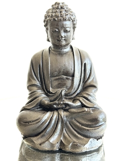 Orgonita Buddha Mediana de Hierro, Cuarzo Cristal, Turmalina y Pirita