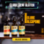 Três garrafas de cerveja Alcapone sem glúten, incluindo Red Ale, Premium Lager e IPA, com uma caixa do Clube Alcapone ao fundo.