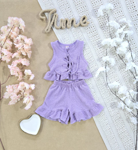 Conjunto brusela remera moño+ short nena (CURVA COMPLETA) - comprar online