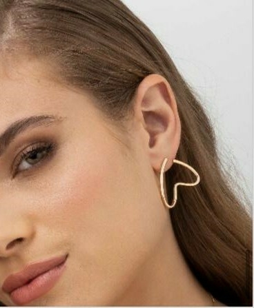 Brinco aro de coração Banhado em Ouro 18k e Prata 925