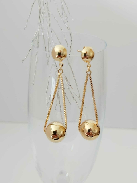 Brinco Correntes Bola Banho De Ouro 18k