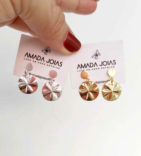 Brinco Circulos Martelado Banhado A Ouro 18k