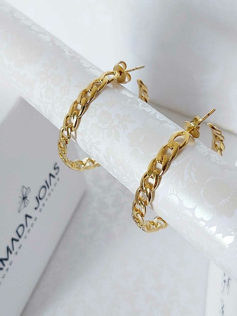 Brinco de Argola grande corrente ouro 18K - comprar online