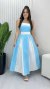 Vestido Bicolor Com Amarração Na Cintura