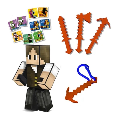 Boneco GamerJazz Ghost 15cm Jogo Memória + Chaveiro + Ferramentas
