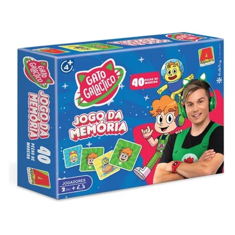 Jogo da Memória 40 pç madeira - Gato Galactico - Algazarra