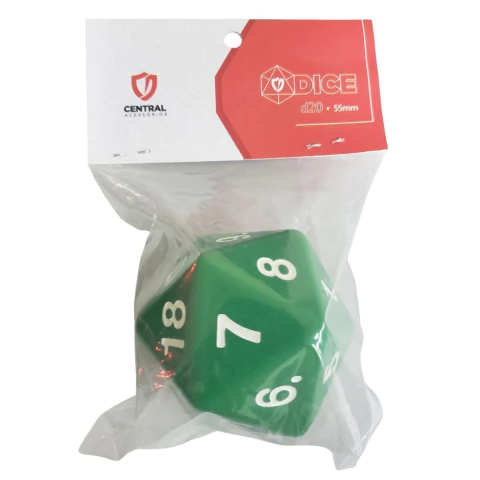 Central Dice - Dado D20 Jumbo: Opaco Verde e Branco