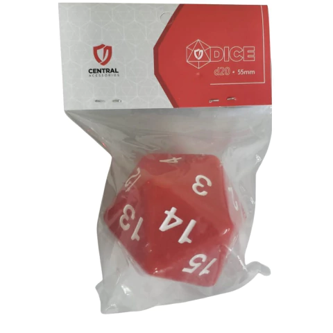 Central Dice - Dado D20 Jumbo: Opaco Vermelho e Branco