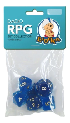 Kit Dados RPG - C/6 Unidades Cor Azul - Ludens Spirit
