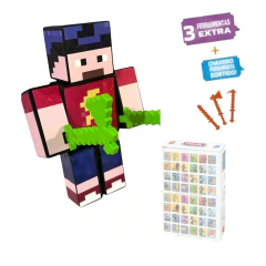 Boneco 15cm Turma do Mike+3 Ferramentas+Chaveiro+Jogo Memória - Facil Shopping