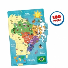 Quebra-Cabeca 100 pecas - Mickey Mapa do Brasil - Toyster - comprar online