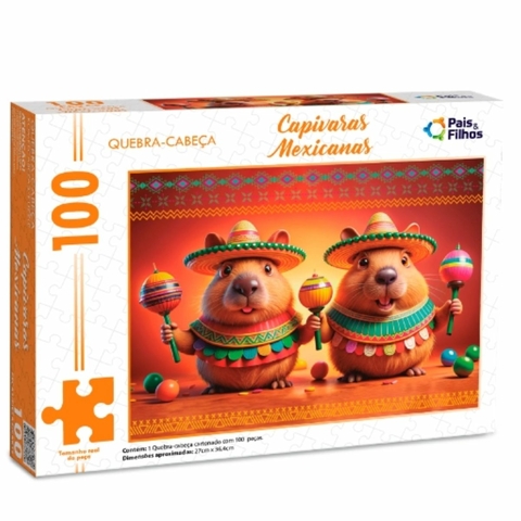 Quebra-Cabeça 100 peças Capivaras Mexicanas - Pais e Filhos