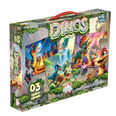 Kit 3 Quebra Cabeça Dinos 15, 20 E 25 peças - Big Star