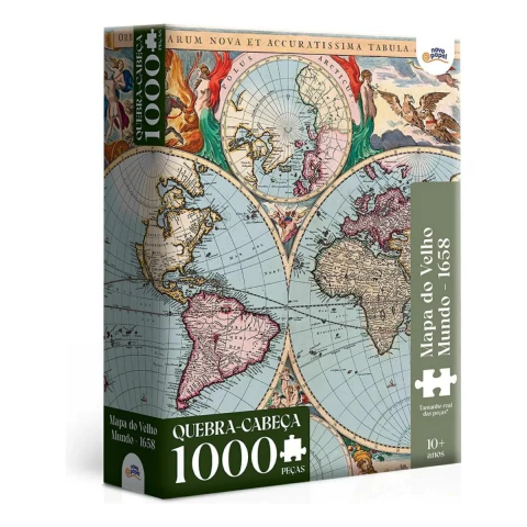 Quebra-Cabeça 1000 peças Mapa do Velho Mundo-1658-Novo Papel