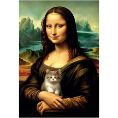 Mini Quebra-Cabeeça 1000 Peças Mona Lisa com Gatinho - Grow - comprar online