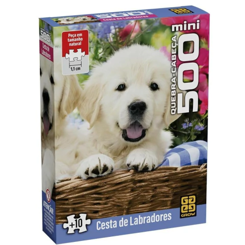 Mini Quebra-cabeça 500 peças Cesta de Labradores - Grow