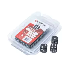 Conjunto de Dados Central Dices D6 de 16mm Preto e Branco