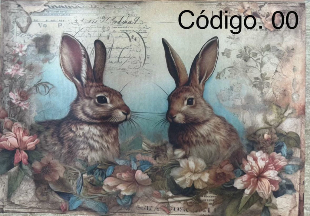 Papel de coelhos para decoupagem 21x15