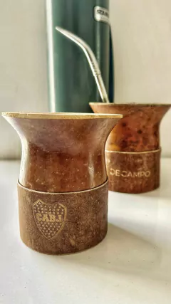 MATE CALABAZA CON BASE CUERO CRUDO (PERSONALIZADO) - comprar online