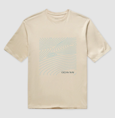 Camiseta Oversized Waves Map 100% Algodão Natural - Ocean Way 