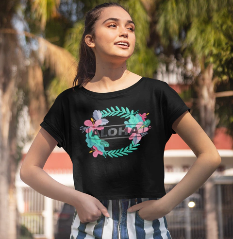 Cropped Aloha Spring Flowers. Toque Macio e Suave.