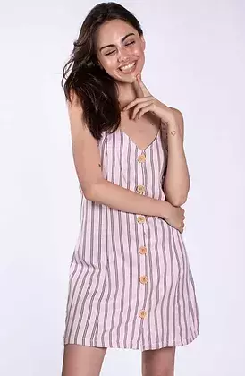 VESTIDO SIMIL LINO RAYADO