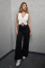 Jean wide Leg c/strass Negro - comprar online
