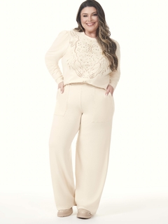 CALÇA PANTALONA EM MOLETINHO PLUS SIZE - Maria Flor Moda Plus Size