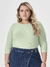 Blusa Canelada Manga 3/4 Plus Size na internet