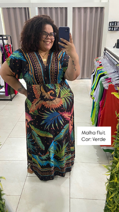VESTIDO GOLA V LONGO - Maria Flor Moda Plus Size