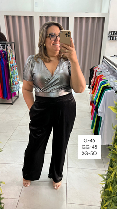 CALÇA WIDE LEG VELUDO - Maria Flor Moda Plus Size