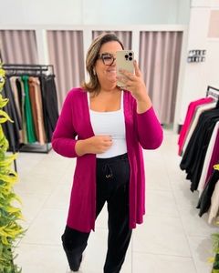 CARDIGAN CANELADO PETTENATI PLUS SIZE - Maria Flor Moda Plus Size