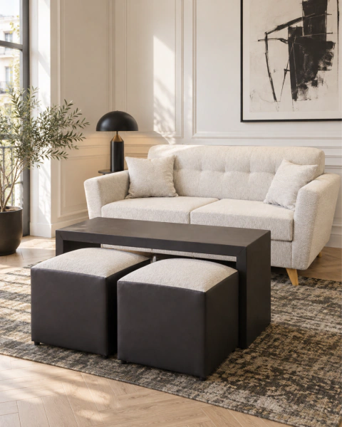 Sillón 2 Cuerpos Evo con mesa ratona y puff